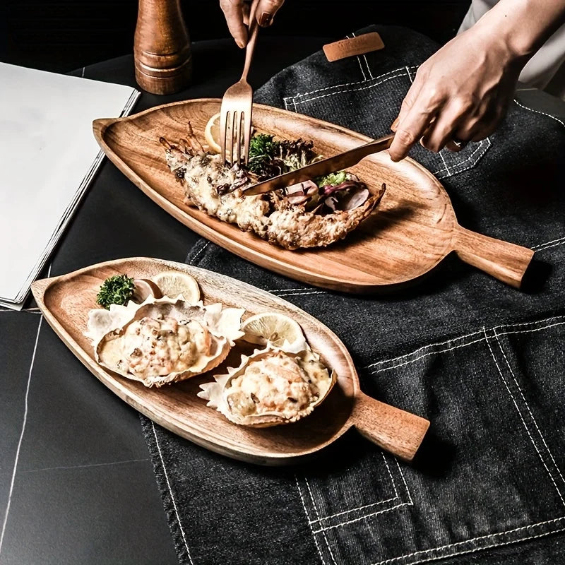 Plateau de service en feuilles de bois