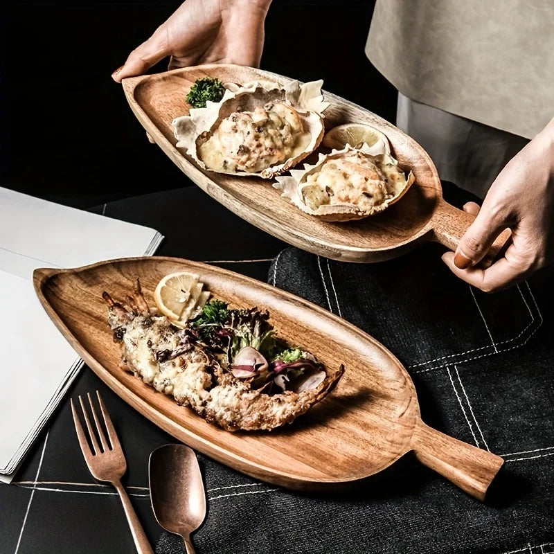 Plateau de service en feuilles de bois