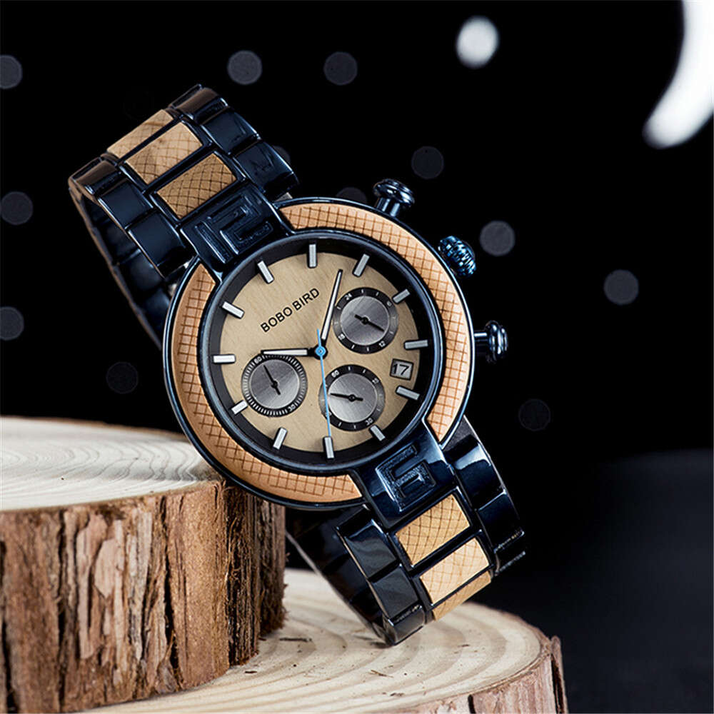 Reloj de madera y acero inoxidable